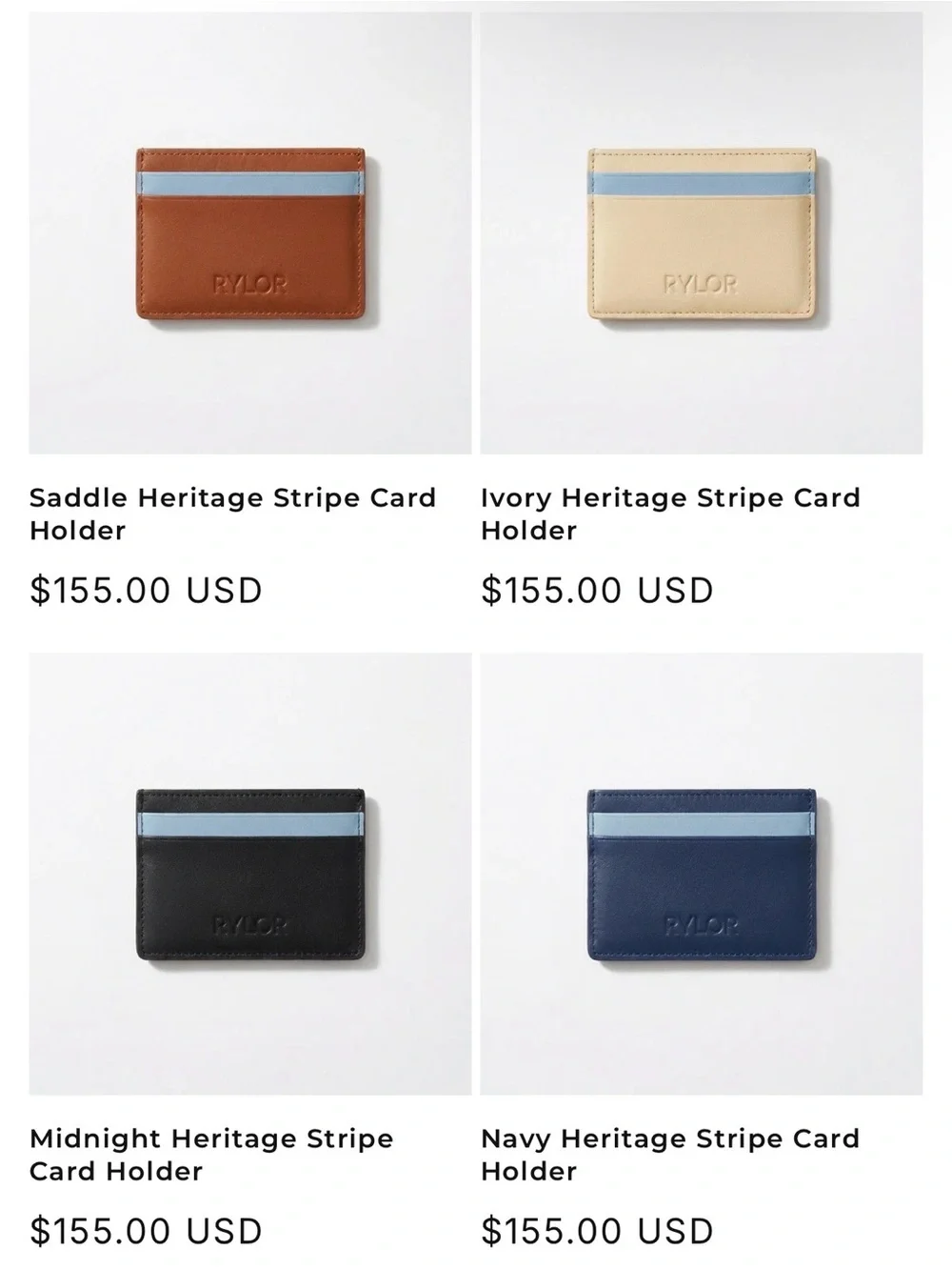 Rylor NEW cream and Light Blue Leather Card Holder